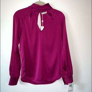 Trina Turk Silk Keyhole Blouse XS Berry NEW $258